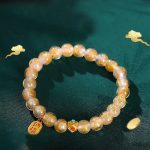 Buddha Stones Tibetan Incense Ash Liuli Glass Bead Lucky Fortune Fu Character Charm Bracelet Bracelet BS main