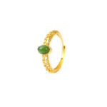Buddha Stones Auspicious Cloud Pattern Cyan Jade Luck Adjustable Ring Ring BS 5