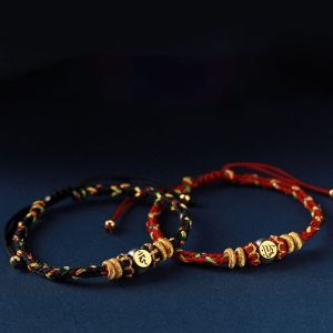 Buddha Stones Chinese Zodiac Natal Buddha Silver Luck Braided String Bracelet Bracelet BS main