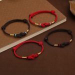 Bring Good Luck Red String Jade Fortune Knot Braided Couple Bracelet Bracelet BS 13