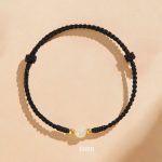 Buddha Stones Handcrafted Round Jade Lucky Bead Prosperity Braided Bracelet Bracelet BS 6mm One Bead Black(Wrist Circumference 14-17cm)