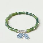 Buddha Stones 925 Sterling Silver Bamboo Jade Lucky Cat Fu Character Luck Abundance Bracelet Bracelet BS 4