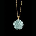 Buddha Stones 18K Gold 925 Sterling Silver Natural Jade Rose Luck Necklace Pendant Necklaces & Pendants BS 2