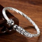 Buddha Stones 999 Sterling Silver Year of the Dragon Luck Strength Metal Cuff Bracelet Bangle Bracelet Bangle BS 1