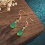 Buddha Stones Cyan Jade Luck Drop Earrings Earrings BS Cyan Jade