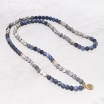 Buddha Stones 108 Natural Stone Mala Bead Lotus Pendant Bracelet Bracelet BS 6