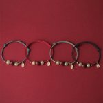 Buddha Stones 14K Gold Plated Hetian Jade Cinnabar Lotus Luck Handcrafted Rope Bracelet Bracelet BS 13