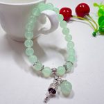 Buddha Stones Vintage Crystal Chalcedony Stone Energy Beaded Bell Charm Bracelet Bracelet BS Green Chalcedony 8mm