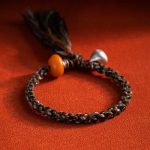 Buddha Stones 990 Sterling Silver Tibetan Handmade Amber Steelyard Weight Wish Protection Bracelet Bracelet BS 9
