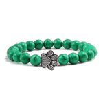 'Buddha Stones “Save A Dog” Stone Bracelet Bracelet Bracelet Dark Green Beads