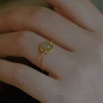 Buddha Stones 14K Gold Plated Round Jade Luck Prosperity Adjustable Ring Ring BS 8