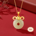 Buddha Stones 925 Sterling Silver Hetian Jade Chinese Zodiac Year of the Dragon Red Agate Luck Protection Necklace Pendant Necklaces & Pendants BS Goat