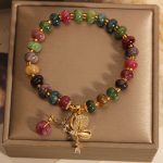 Buddha Stones Colorful Tourmaline Butterfly Charm Wisdom Bracelet Bracelet BS 6
