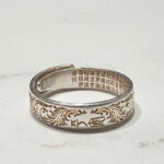 Buddha Stone 999 Sterling Silver Gold-Painted Joyful Flower Pattern Peaceful Heart Sutra Ring Ring BS 15