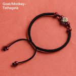 Buddha Stones 925 Sterling Silver Chinese Zodiac Natal Buddha Cinnabar Calm Bracelet Bracelet BS Goat/Monkey-Tathagata Black(Wrist Circumference 14-18cm)