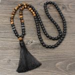 Buddha Stones Black Onyx Tiger Eye Fortune Bracelet Tassel Necklace Pendant Bracelet Necklaces & Pendants BS Black Onyx&Tiger Eye