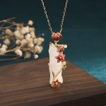 Buddha Stones White Jade Bamboo Lotus Flowers Luck Protection Necklace Pendant Necklaces & Pendants BS White Jade(Protection♥Happiness)