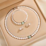 Buddha Stones 925 Sterling Silver Natural Pearl Jade Healing Necklace Bracelet Earrings With Gift Box Bracelet Necklaces & Pendants BS Pearl Set(Necklace Bracelet Earrings)