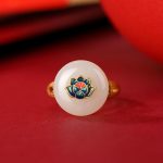 Buddha Stones 925 Sterling Silver Plated Gold Hetian Jade Lotus Luck Ring Earrings Set Bracelet Necklaces & Pendants BS 3