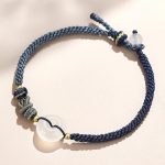 Buddha Stones Handmade White Agate Peace Buckle Luck Happiness Protection Weave String Bracelet Bracelet BS 9