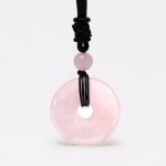 Buddha Stones Lucky Coin Pendant Healing Crystal Gemstone Necklace Necklaces & Pendants BS Pink Crystal