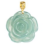 Buddha Stones 18K Gold 925 Sterling Silver Natural Jade Rose Luck Necklace Pendant Necklaces & Pendants BS 9