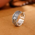 Buddha Stones Tibetan Om Mani Padme Hum Design Peace Adjustable Ring Ring BS Om Mani Padme Hum(Love♥Focus)