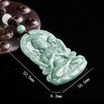 Buddha Stones Four-armed Avalokitesvara Natural Jade Amulet Blessing String Necklace Necklaces & Pendants BS 8