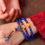 Buddha Stones Lazurite Yellow Agate Positive Bracelet Mala Bracelet BS 1