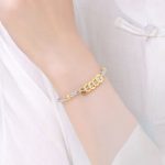 Buddha Stones Copper Coin Fortune Tree Pearl Luck Blue Rope Braided Bracelet Bracelet BS 13