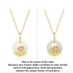 Buddha Stones 925 Sterling Silver Hetian White Jade Lotus Flower Blessing Necklace Pendant