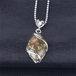 Buddha Stones Marquise Pattern Natural Crystal Stone Charm Necklace Pendant Necklaces & Pendants BS Green Jasper