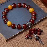 Buddha Stones Natural Tiger Eye Red Agate Dragon Vein Agate Stone Vajra Dorje Power Healing Bracelet Car Decoration Bracelet BS Red Agate
