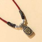 Buddha Stones Tibetan 925 Sterling Silver Zakiram Goddess of Wealth Protection Rope Necklace Pendant Necklaces & Pendants BS 3