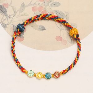 Buddha Stones Handmade Dunhuang Color Thread Peace And Joy Protection Braid String Bracelet Bracelet BS Colorful Rope(Wrist Circumference 14-18cm)
