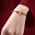 Buddha Stones Handcrafted Red Gold Rope Lotus Peace And Joy Charm Braid Bracelet Bracelet BS 5