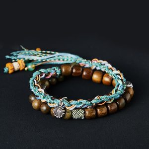 Buddha Stones 925 Sterling Silver Green Sandalwood Bodhi Seed Handmade Positive Bracelet Bracelet BS 19cm fit for Wrist Circumference 17cm