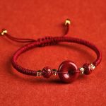 Buddha Stones Handmade Lotus Cinnabar Peace Buckle Blessing Braid Bracelet Bracelet BS 2