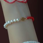 Buddha Stones 14K Gold Plated Pearl Bead Luck Protection Braid Red String Bracelet Bracelet BS 15