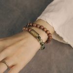 Buddha Stones Green Rutilated Quartz Natural Sandalwood Purification Bracelet Bracelet BS 2