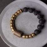 Buddha Stones Lava Rock Stone Rainbow Obsidian Copper Support Healing Bracelet Bracelet BS 1