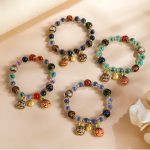 Buddha Stones Colorful Candy Agate Gold Swallowing Beast Family Liuli Glass Bead Strength Bracelet Bracelet BS 8