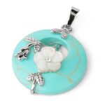 Buddha Stones Various Crystal Amethyst Green Aventurine Flower Healing Necklace Pendant Necklaces & Pendants BS Turquoise