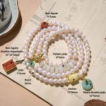 Buddha Stones 925 Sterling Silver Pearl Hetian Jade Red Agate Double Happiness Amber Luck Quadruple Wrap Bracelet Bracelet BS 8