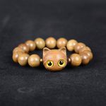 Buddha Stones Ebony Wood Green Sandalwood Red Sandalwood Lovely Cat Balance Bracelet Bracelet BS 5