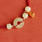 Buddha Stones Round Peace Buckle Jade Lotus Happiness Abundance Wealth String Bracelet Bracelet BS 6