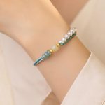 Buddha Stones 925 Sterling Silver Hetian Jade Braided Rope Pearl Abundance Bracelet 5
