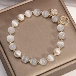 Buddha Stones Cat's Eye Lovely Cat Pattern Pearl Love Charm Bracelet Bracelet BS 8