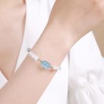 Buddha Stones Natural Aquamarine PiXiu Hetian White Jade Healing Bracelet