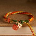 Buddha Stones Persimmon Red Agate Strength Reincarnation Knot Braid String Bracelet Bracelet BS Reincarnation Knot(Wrist Circumference 14-19cm)